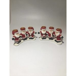 VINTAGE RESIN SANTA CANDLE HOLDERS SET OF 2
